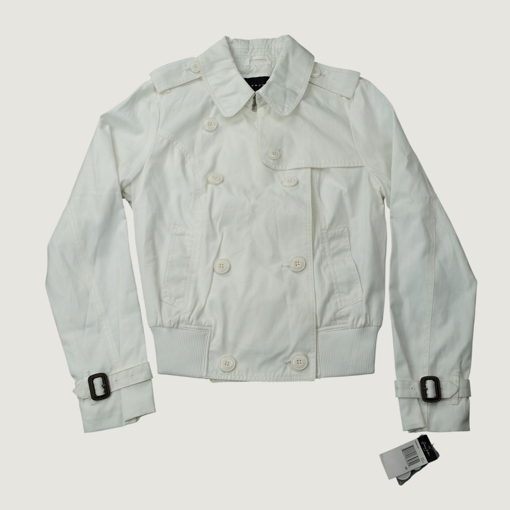 Sean John Jacket Double Breasted Bomber Medium White Cotton Blend Y2K